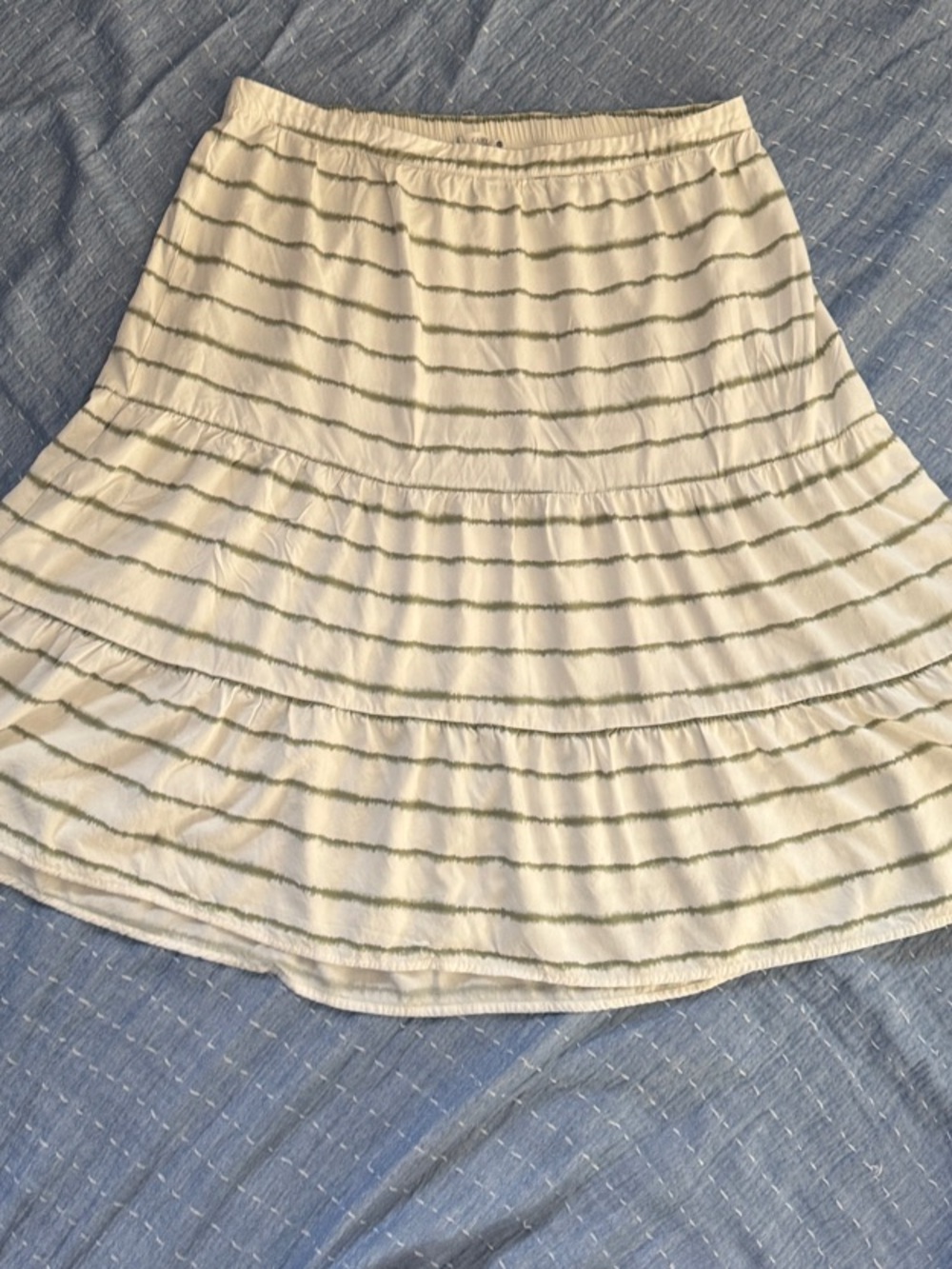 Carve Designs Cream and Gray Striped Maxi Tiered Skirt - Women's